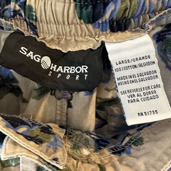 Sag Harbor Sport Women Jacket & Pants Outfit Set Tan Blue Roses Floral Sz Large - Picture 3 of 7